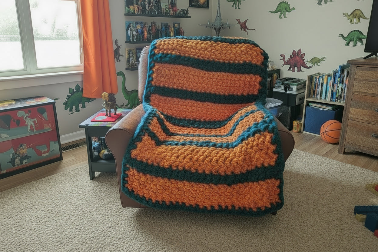 EXAMPLE, Chunky Chenille Blanket, Striped Knit