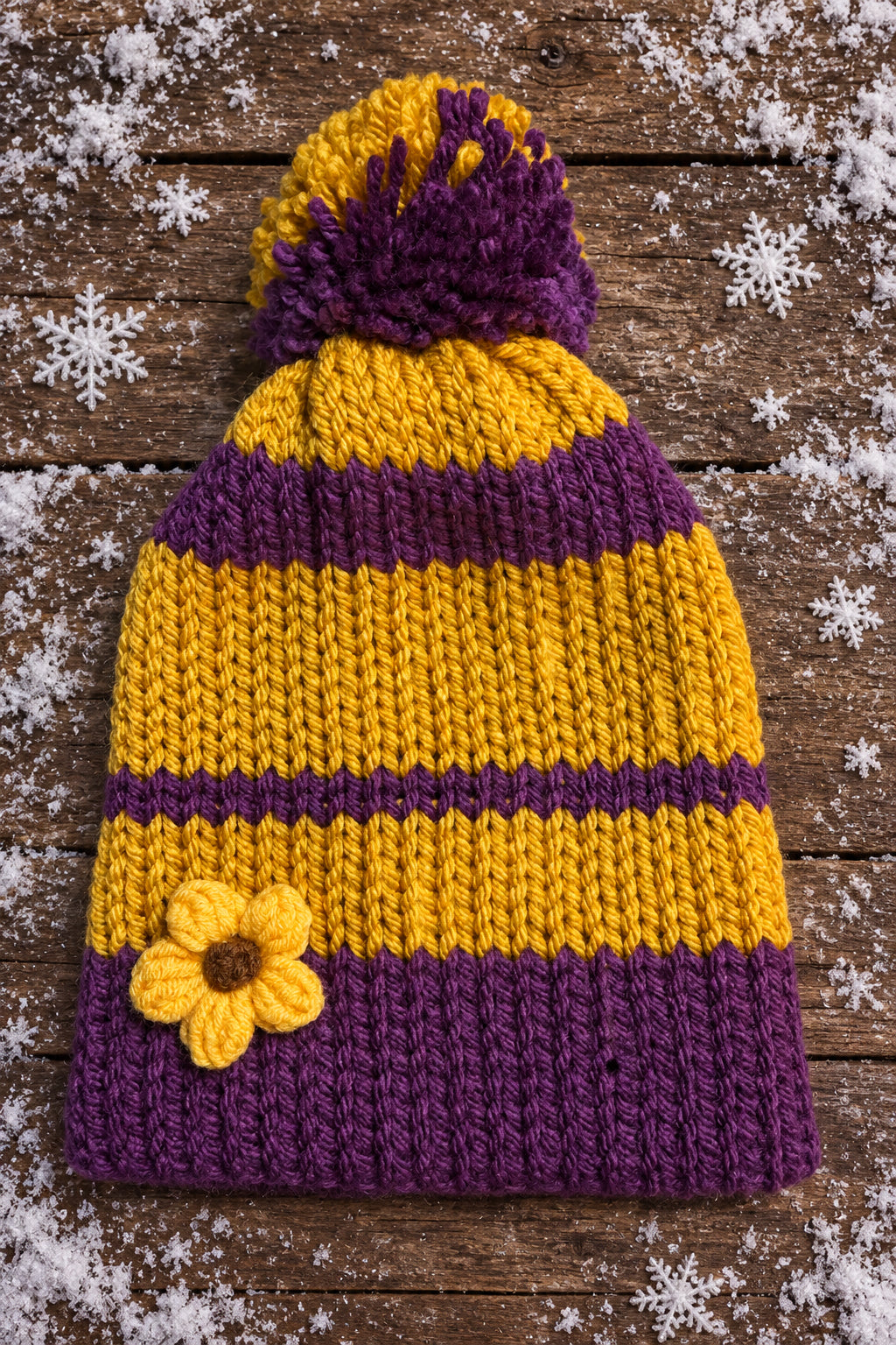 Bonfire Beanie, Infant Purple/Gold Stripe