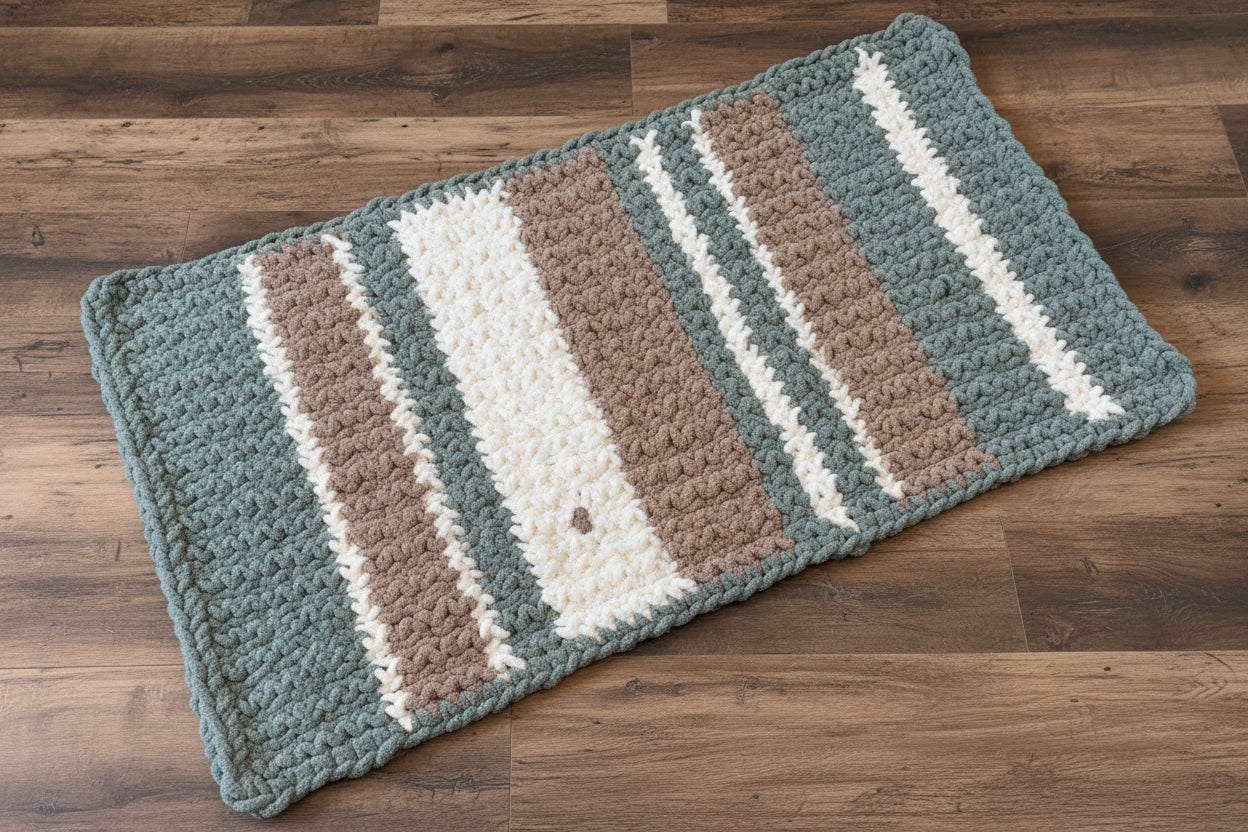 EXAMPLE, Chunky Chenille Blanket, Striped Neutral