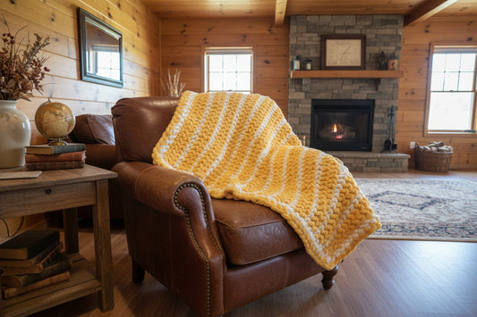 chunky hand knit chenille blanket