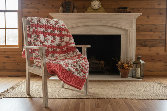 Chunky Chenille Blanket, Coral Blossom