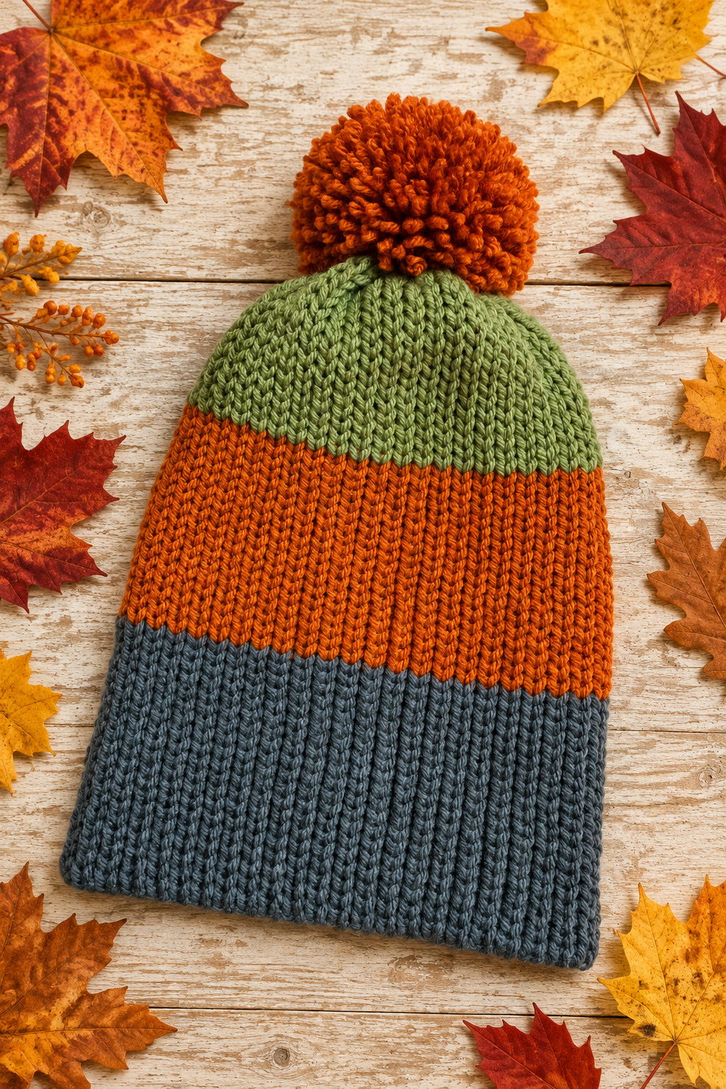 Bonfire Beanie, Youth Green Orange Blue