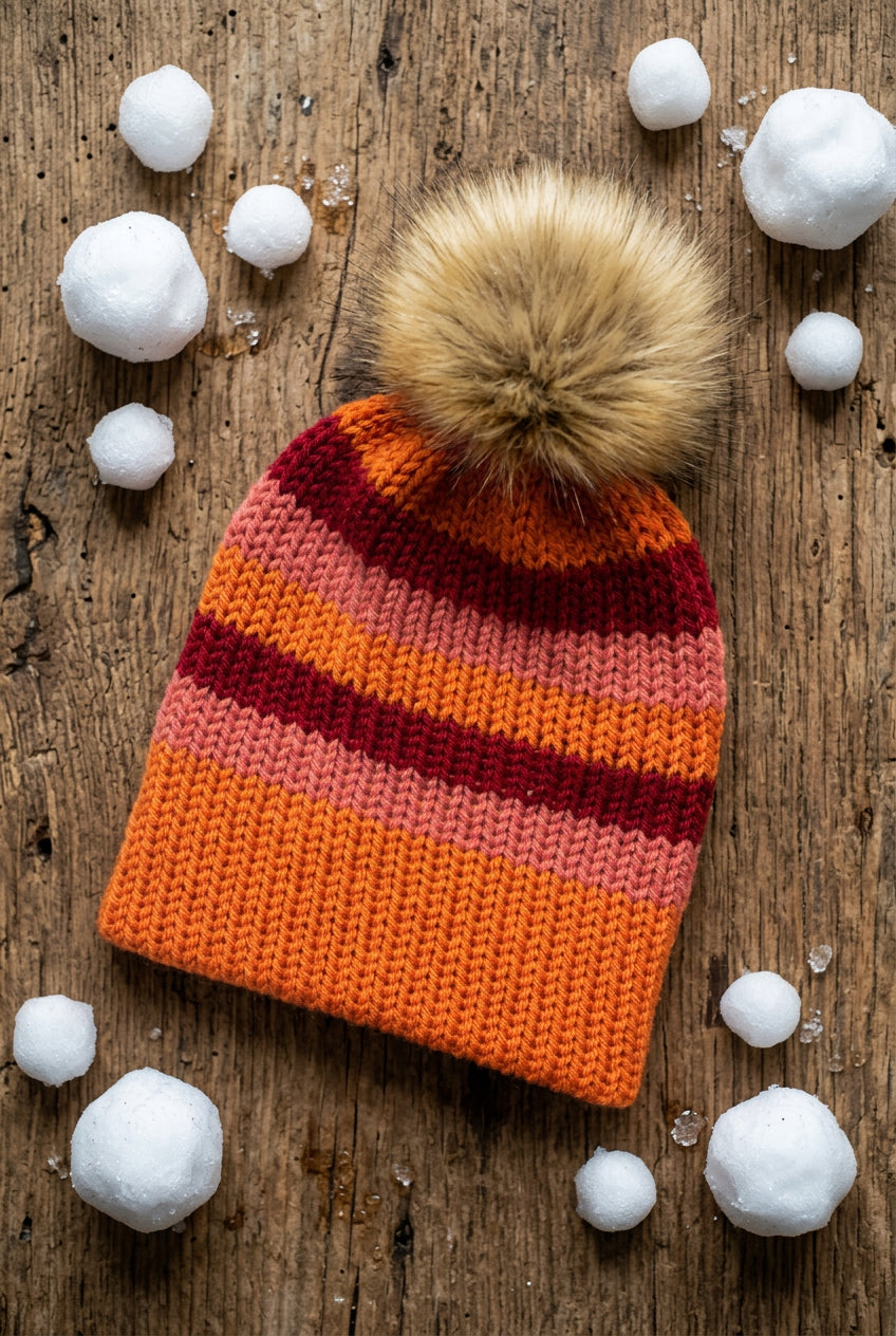 Bonfire Beanie, 5-7 YRS, Orange/Red