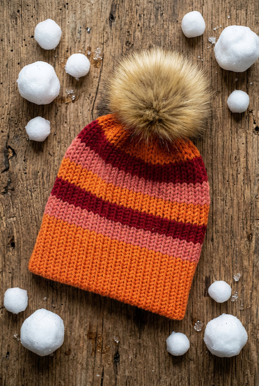 Bonfire Beanie, Orange & Red 3-5 yrs