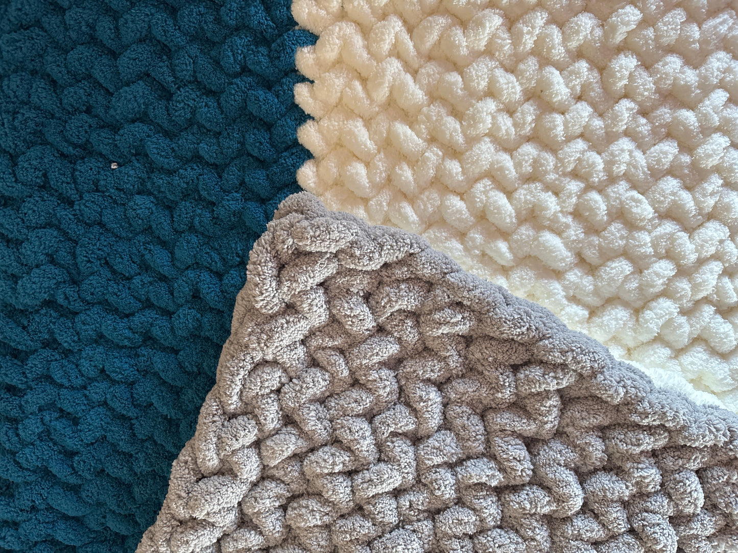 Chunky Chenille Blanket, 3 Block Pattern
