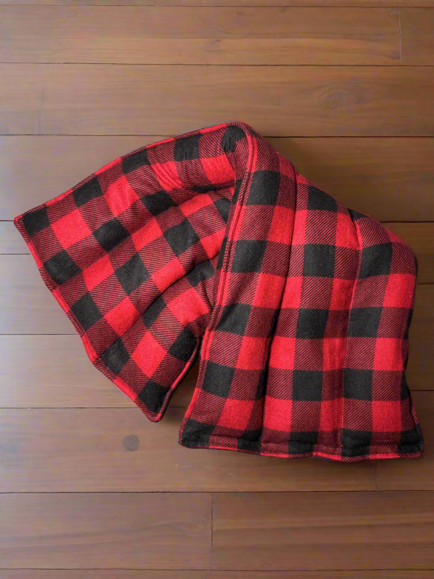 Therapeutic Back Wrap, Black and Red Buffalo Checkered