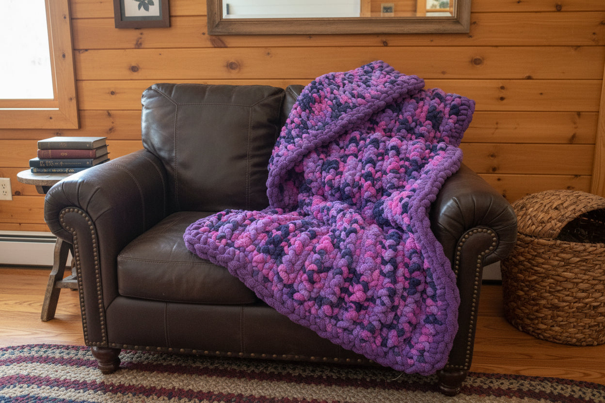EXAMPLE, Chunky Chenille Blanket, Multi Purple