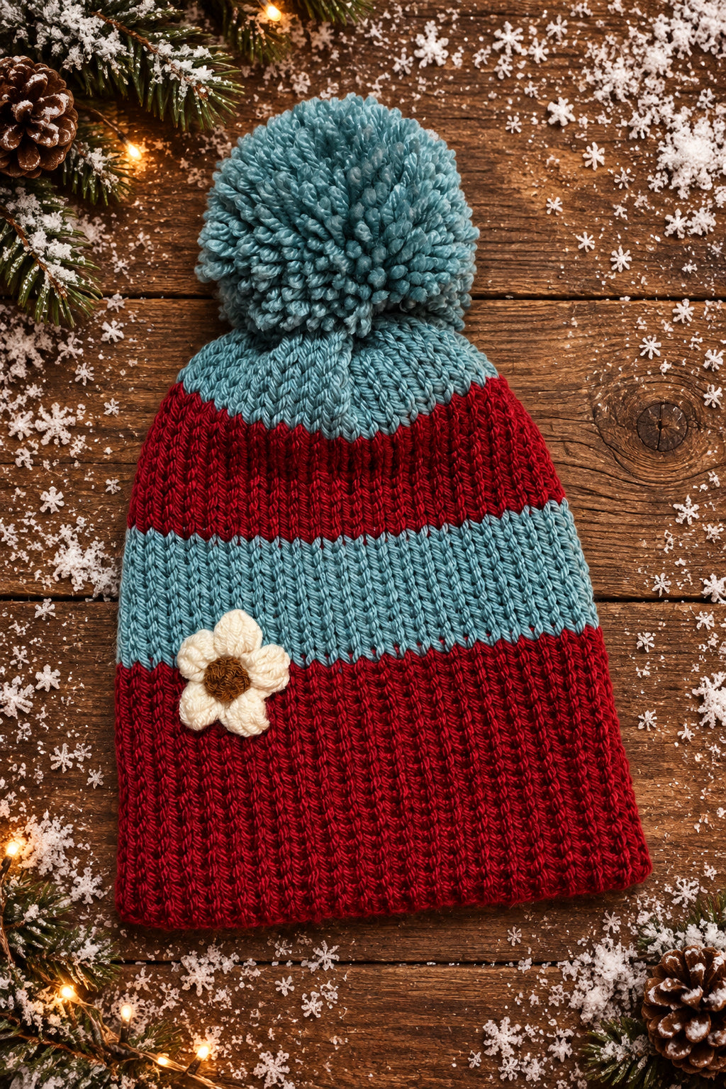 Bonfire Beanie, Toddler Blue/Red Stripe