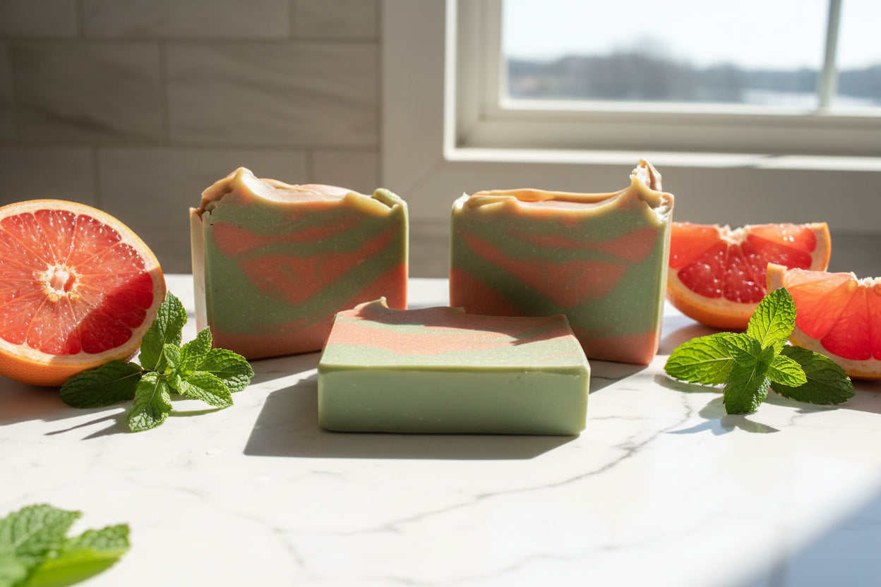 handmade tallow soap grapefruit and mint