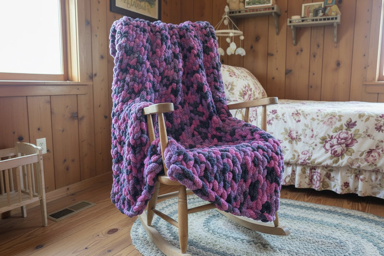 EXAMPLE, Chunky Chenille Blanket, Multi Purple