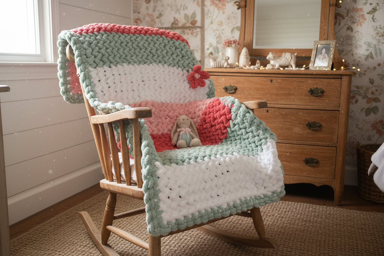 EXAMPLE, Chunky Chenille Blanket, Striped Pastel