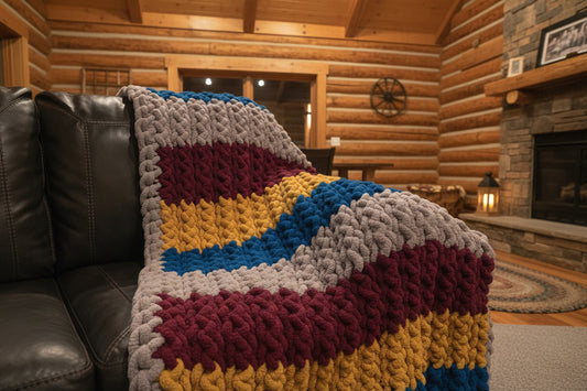Chunky Chenille Blanket, Country Cottage Stripe