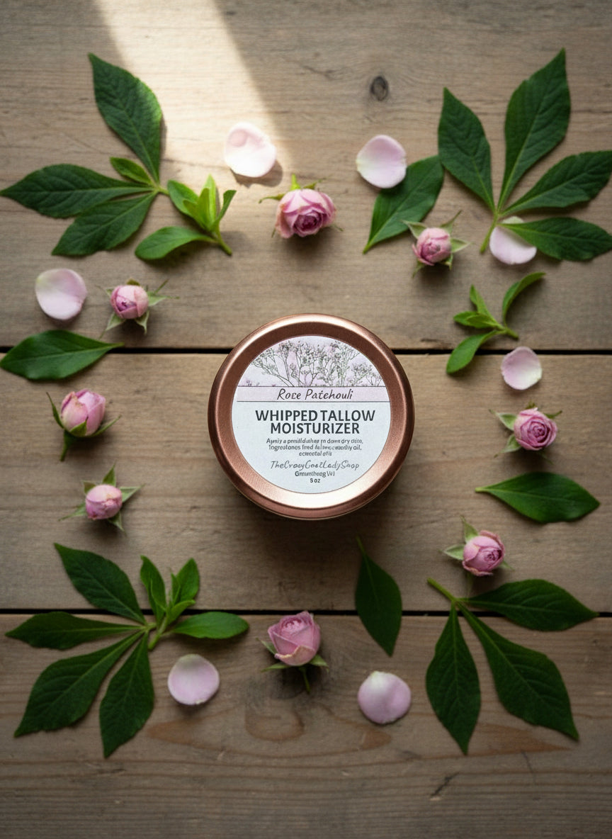 Patchouli rose whipped tallow moisturizer 
